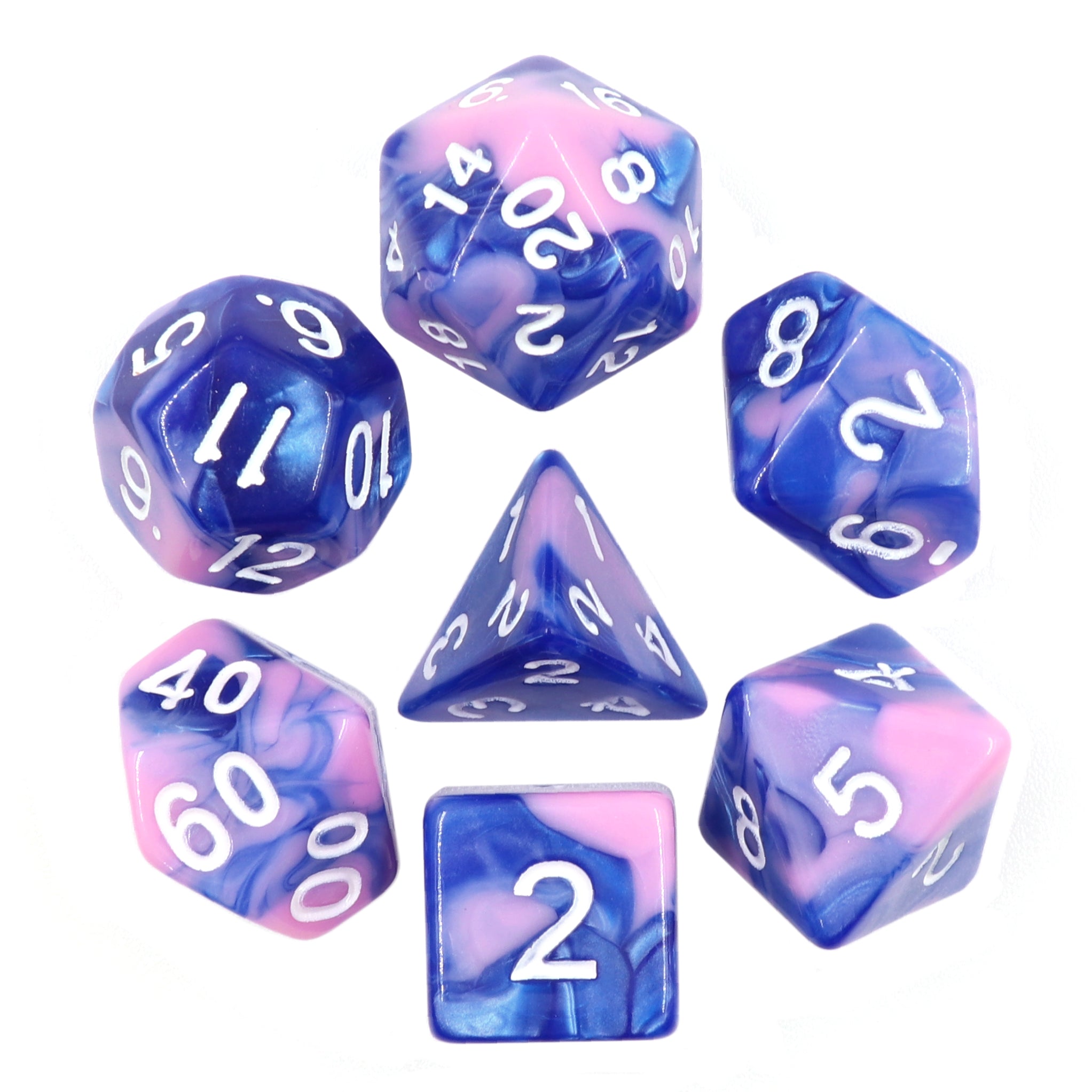 Pink & Blue Fusion 7pc Dice Set